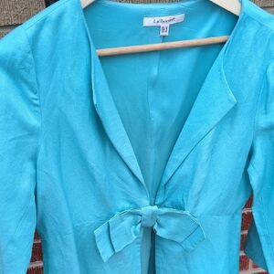 LK Bennett Turquoise 100% Silk Dress Jacket